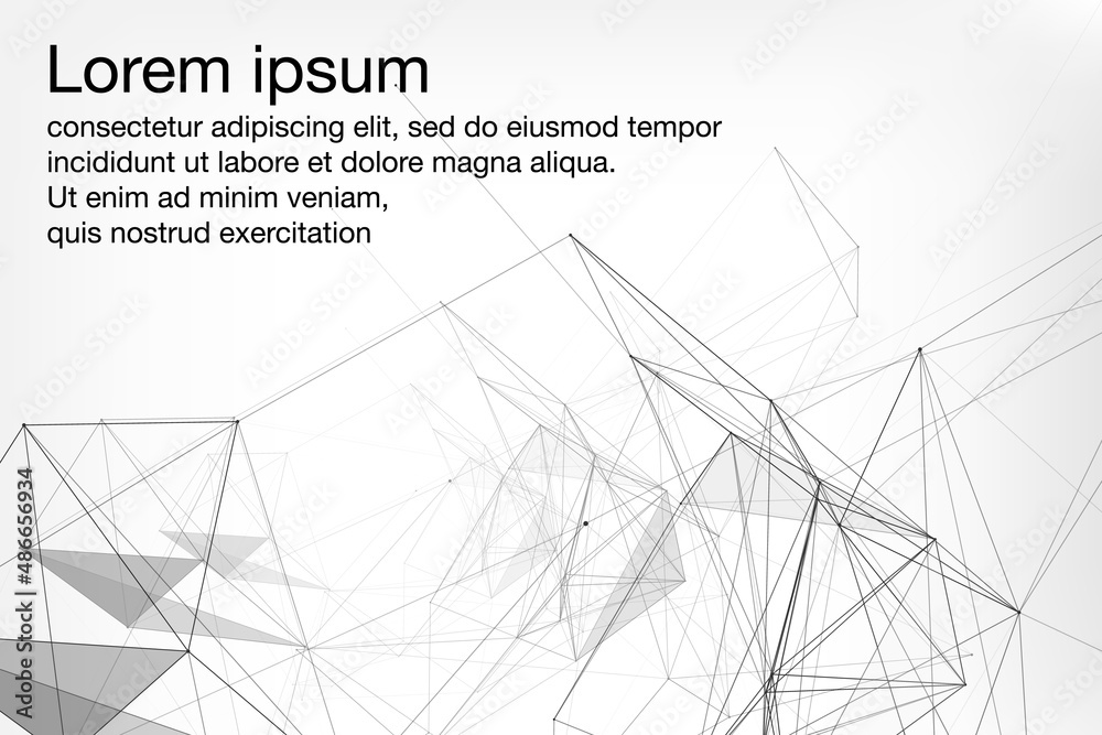 Aufkleber Plexus Polygonal Molecule Dots Lines Structure Data Mesh Flow Vector Background. Black White Illustration for Infographic, Presentation, Report Copy Space Texture.