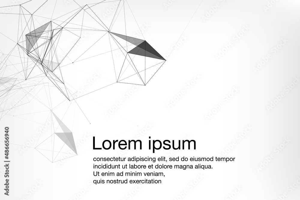 Leinwandbilder Abstract Polygonal Lines Dots Pattern Connection Data Transfer Technology Vector Background. Monochrome Copy Space for Infographic Text, Sample Information Illustration.