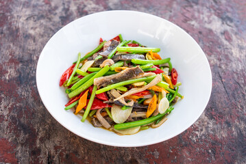 A Dish of Spicy Celery Pork Belly