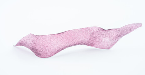 A piece of purple potato vermicelli on a white background