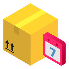 Parcel In Date - Isometric 3d illustration.