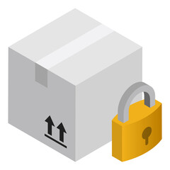 Package Lock - Isometric 3d illustration.