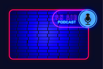 evening podcast show frame background with light shape and teamplate logo