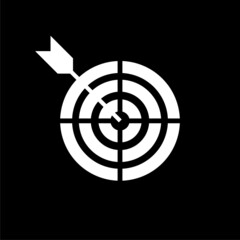 Target and arrow icon isolated on dark background