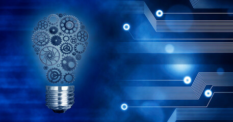 Light Bulb build out of cogs Innovation with ideas and concepts,Training,business background