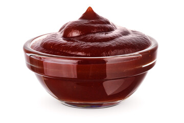 Bowl of barbecue sauce isolated on white.
