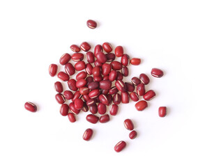 Azuki Bean or Red Bean Seeds on white Background.