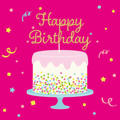 festive vector background with birthday cake for banners, cards, flyers, social media wallpapers, etc.