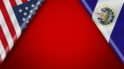 El Salvador and USA United States of America Flags – 3D Illustration