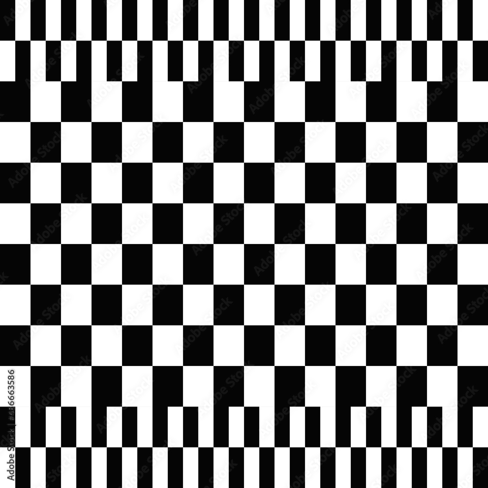 Poster cquares and rectangles wallpaper or pattern. vector black and white decor chess pattern.