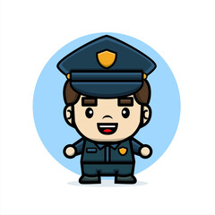 cartoon cute police smile