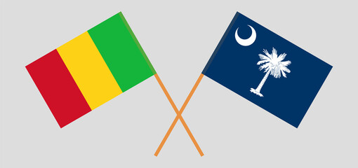 Crossed flags of Mali and The State of South Carolina. Official colors. Correct proportion