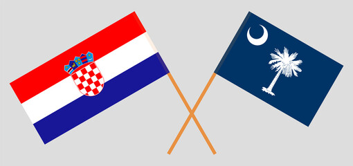Crossed flags of Croatia and The State of South Carolina. Official colors. Correct proportion