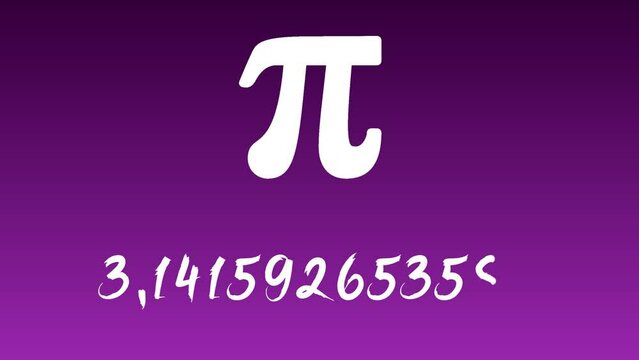 The number Pi written by hand on violet trendy background