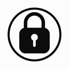 Padlock in circle icon design on isolated white background. Vector clipart illustration. Lock sign for website or app
