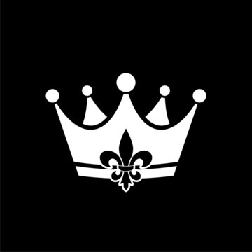 Crown with lily icon isolated on dark background