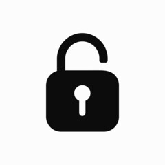 Open padlock. Icon lock design on isolated white background. Vector clipart. Unlock sign for website or app