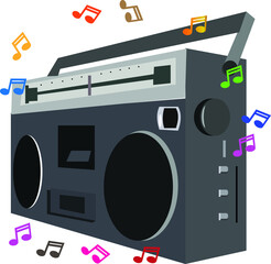 Vector illustration of 90s boom boox
