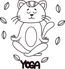 cat meditating in lotus position eco friendly coloring book