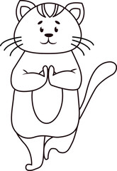 the cat is engaged in yoga intently stands on one leg coloring book