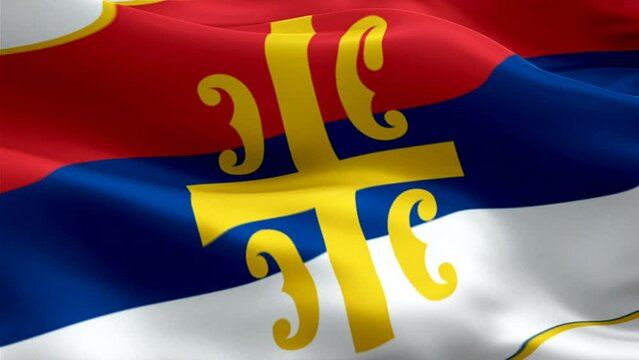 Serbia Christian Flag Animation background video waving in wind. Jesus Christ concept Flag background. Serbia Christian Lutheran Flag  Closeup 1080p Full HD footage. Serbian Orthodox Church flag relig