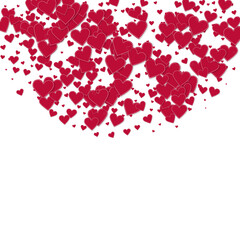 Fototapeta na wymiar Red heart love confettis. Valentine's day semicirc