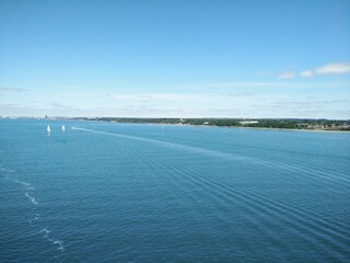 Caribbean azure sea and yachts on it