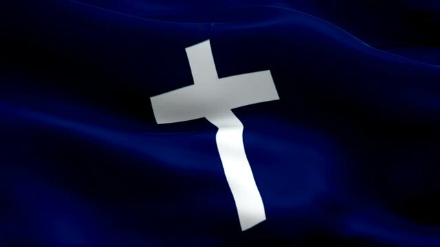 Copts Christians of Egypt Flag Animation background video waving in wind. Jesus Christ concept Flag background. Copts Christians of Egypt Lutheran Flag  Closeup 1080p Full HD footage. Coptic flag reli