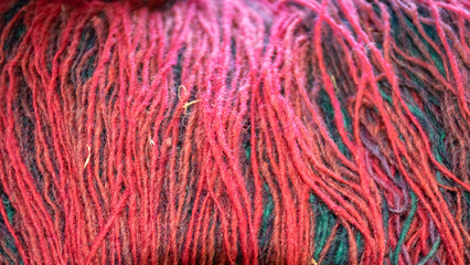wool yarn threads, close-up of yarn texture, knitting as a hobby