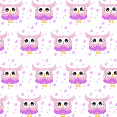 seamless owl love cute pattern vector illustration