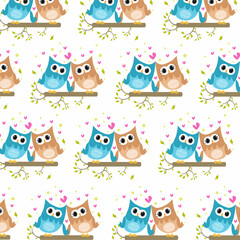 seamless owl love pattern vector illustration