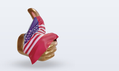 3d thumb America flag rendering left view