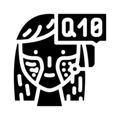 coenzyme q10 in cosmetics glyph icon vector. coenzyme q10 in cosmetics sign. isolated contour symbol black illustration