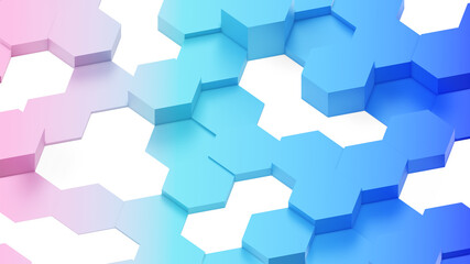 Abstract 3D honeycomb geometric background, colorful hexagons mosaic, render  illustration.