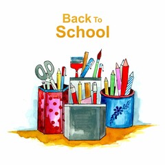 Beautiful watercolor back to school background