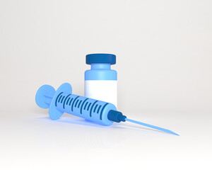 3d syringe and vaccine icon. 3d rendering. 