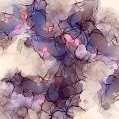Abstract dark blue and pink liquid fluid art alcohol inks splash background with glitter 