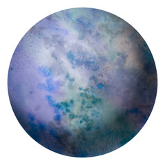 Planet watercolor in digital processing. Abstract planet isolated on white background. Decorative texture similar to the surface of the planet.