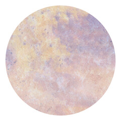 Abstract watercolor background in a circle. Decorative colorful texture similar to the surface of the planet. Bright watercolor painting. Grunge style. Aged surface.