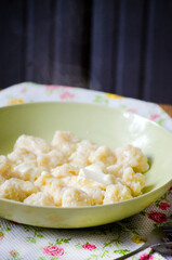 Lazy dumplings with cottage cheese and sour cream.