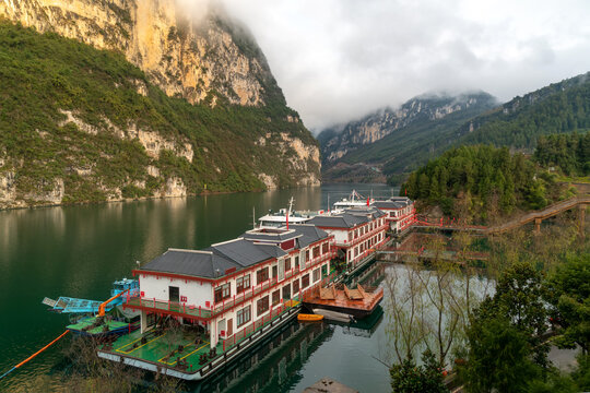 Tourist boats on the Wujiang River in Youyang