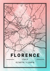 Florence Neptune Watercolor Map