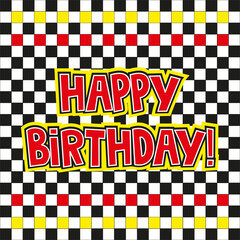 Background in the form of a chessboard with the inscription "Happy birthday!". A festive banner, poster or background.
