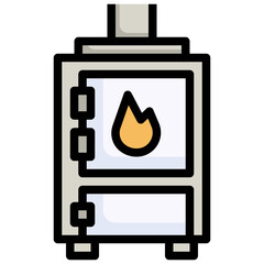 PELLET STOVE filled outline icon,linear,outline,graphic,illustration
