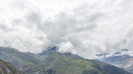 panorama mountains with clouds, switzerland