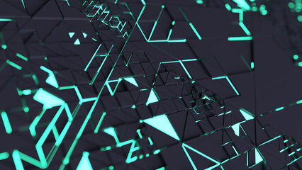 Digital technology with green neon light