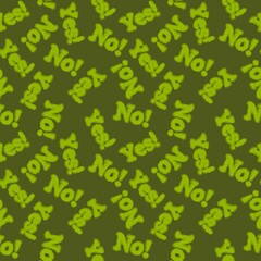 Seamless yes no words pattern for wallpaper and fabrics and packaging and gifts and cards and linens 