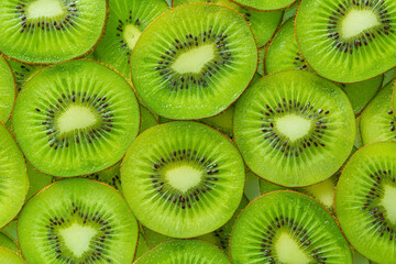 Kiwi Macro,Fresh Kiwi fruit sliced use for background ,top view of sliced kiwi in background