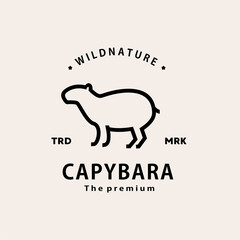 Fototapeta na wymiar vintage retro hipster capybara logo vector outline monoline art icon