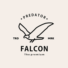 vintage retro hipster falcon logo vector outline monoline art icon